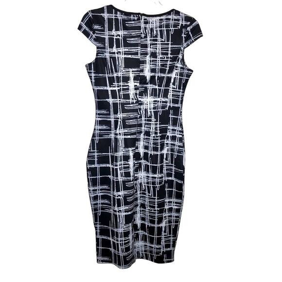 ASOS Black & White Geometric Cap Sleeve Pencil Dress Small - Picture 6 of 11